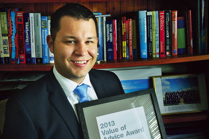 Elliot Watson with 2013 Value of Advice award